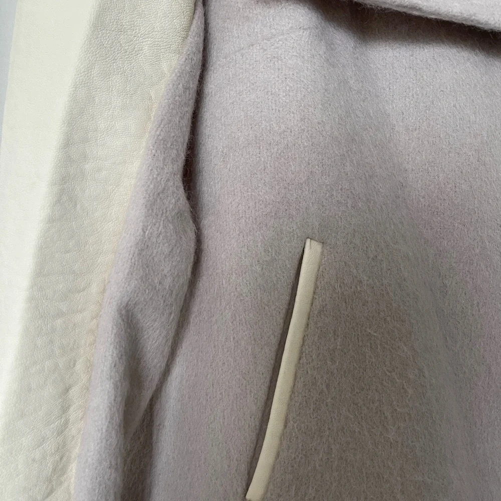 Cream leather & lavender cotton leaver jacket - Picture 12 of 13